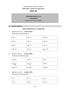 Logarithms Practice: Properties & Equations - Math AA Worksheet