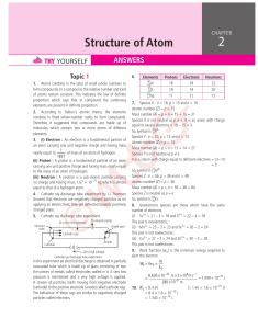 Structure of Atom: Chapter 2 Answer Key