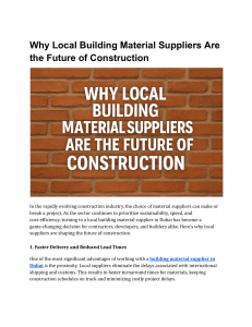 Local Building Material Suppliers: The Future of Construction