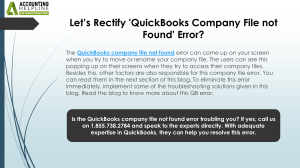 Fix QuickBooks Company File Not Found Error