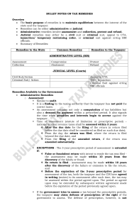 Tax Remedies: Bullet Notes on Administrative & Judicial Options