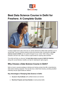Data Science Course in Delhi for Freshers: A Complete Guide