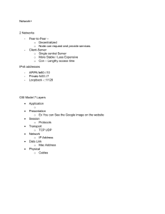 Network+ Notes: Networks, IPv6, OSI Model