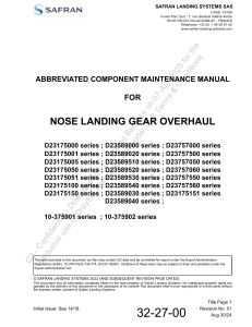 Nose Landing Gear Overhaul Manual - Safran