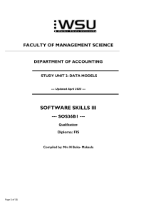 Data Models: Accounting & Software Skills Course Material