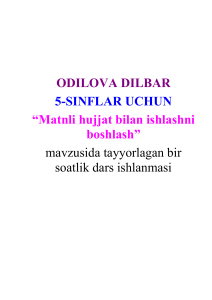 Matnli hujjat asoslari: 5-sinf uchun dars ishlanmasi