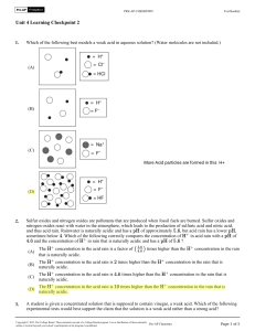 Pre-AP Chemistry Unit 4 Learning Checkpoint 2 Test Booklet