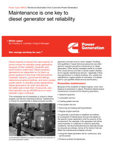 Diesel Generator Maintenance: Key to Reliability