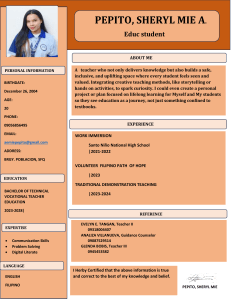 Sheryl Mie Pepito - Education Student Resume
