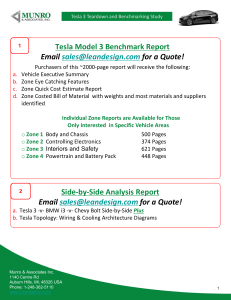 Tesla Model 3 Teardown & Benchmarking Report