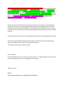 IGCSE 0500 Examiner Report: Question 1f Analysis