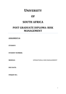Operational Risk Management Assignment - UNISA