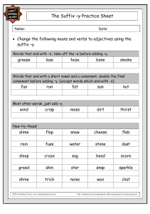 Suffix -y Practice Worksheet for Elementary School