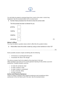 Exam Prep: Writer's Effect, Grammar, Language Features