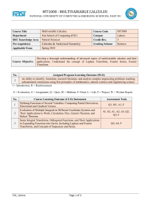 Multivariable Calculus Course Syllabus - FAST-NU