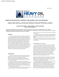 Inspection bas&eacute;e sur les risques production p&eacute;trole lourd