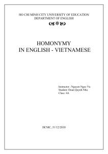 Homonymy in English and Vietnamese: A Linguistic Analysis