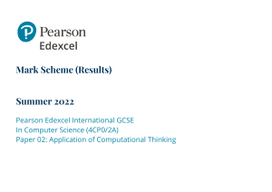 Computer Science GCSE Mark Scheme (Edexcel)