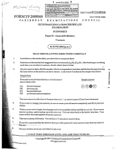 Economics Exam Paper - Caribbean Examinations Council