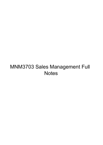 MNM3703 Sales Management Exam Prep Notes & Summary
