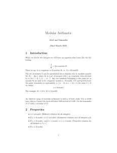Modular Arithmetic: Congruences, Properties, and Examples