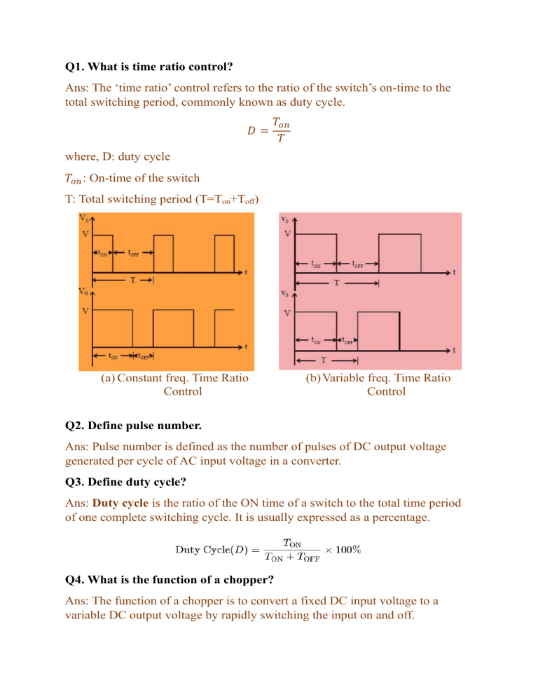 DC Choppers: Questions & Answers on Time Ratio, Duty Cycle