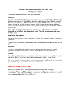 APA Paper: Entrepreneurial Management in Today's Workplace