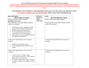Internal Control Team Project Peer Evaluation Form