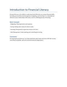 Financial Literacy: Introduction to Key Concepts