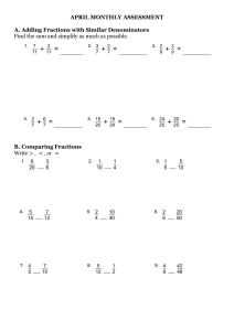 Fractions Worksheet: Adding & Comparing Fractions