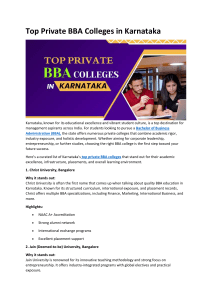Top BBA Colleges in Karnataka: A Guide to Private Institutions