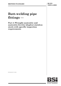 EN 10253-4: Butt-Welding Stainless Steel Pipe Fittings Standard