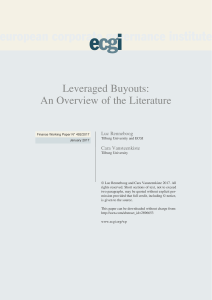 Leveraged Buyouts: Literature Overview - Finance Working Paper
