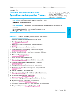 Gerunds and Gerund Phrases Worksheet