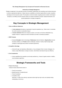 Strategic Management: Key Concepts & Frameworks