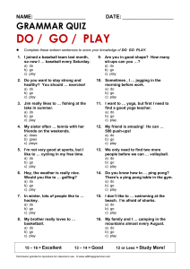 Do/Go/Play Grammar Quiz - Intermediate Level