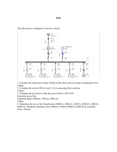 Power System Analysis Quiz: S, P, Q, Current, Capacitors, Transformer