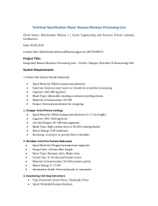 Banana Biomass Processing Line Specs | Kavin Engineering