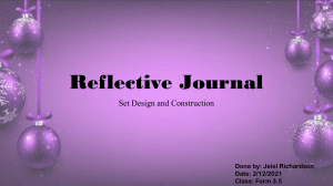 Set Design & Construction: Reflective Journal Entry