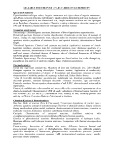 Chemistry Lecturer Syllabus (10+2): Quantum, Spectroscopy, Kinetics