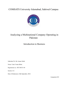 Toyota Indus Analysis: Multinational Company in Pakistan