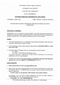 UECM2023 Ordinary Differential Equations Exam Paper