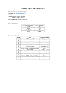 Ordinary Differential Equations Course Syllabus