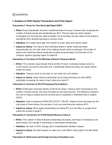 Equity Transactions Analysis: Stock Splits, Options, Repurchases