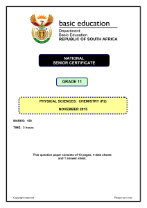 Grade 11 Chemistry Exam Paper (2015)