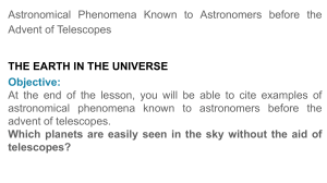 Astronomy Before Telescopes: Phenomena & Observations