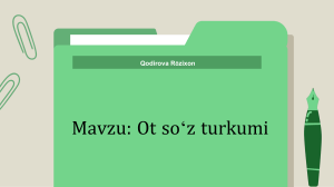 O'zbek Otlari: Ot So'z Turkumi Taqdimoti