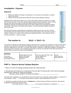 Enzyme Activity Lab: Catalase, Temperature & pH Effects