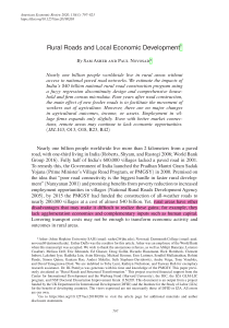Rural Roads & Economic Development: India Impact Study