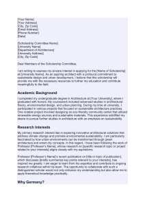 Architecture Scholarship Application Letter - Sustainable Design